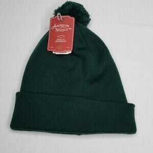 American Needle Dark Green Pom Pom Beanie Hat One Size Unisex